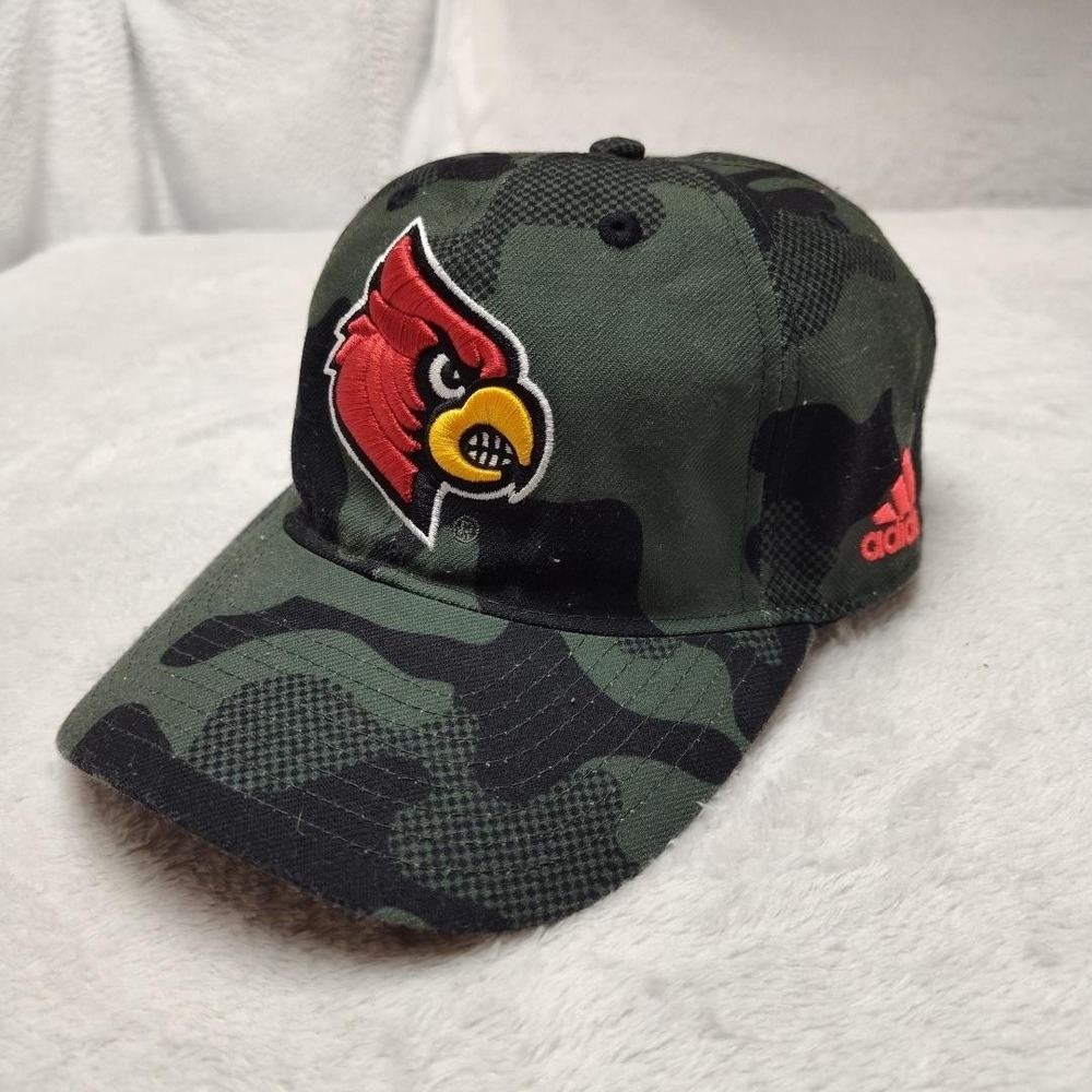Adidas Louisville Cardinals Hat Cap Strap Back Men One Size Green Camo NCAA